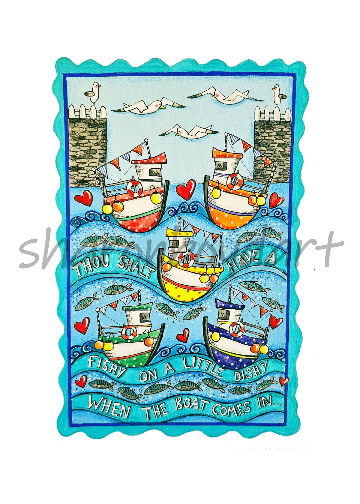 Little Fishing Boats Art Print