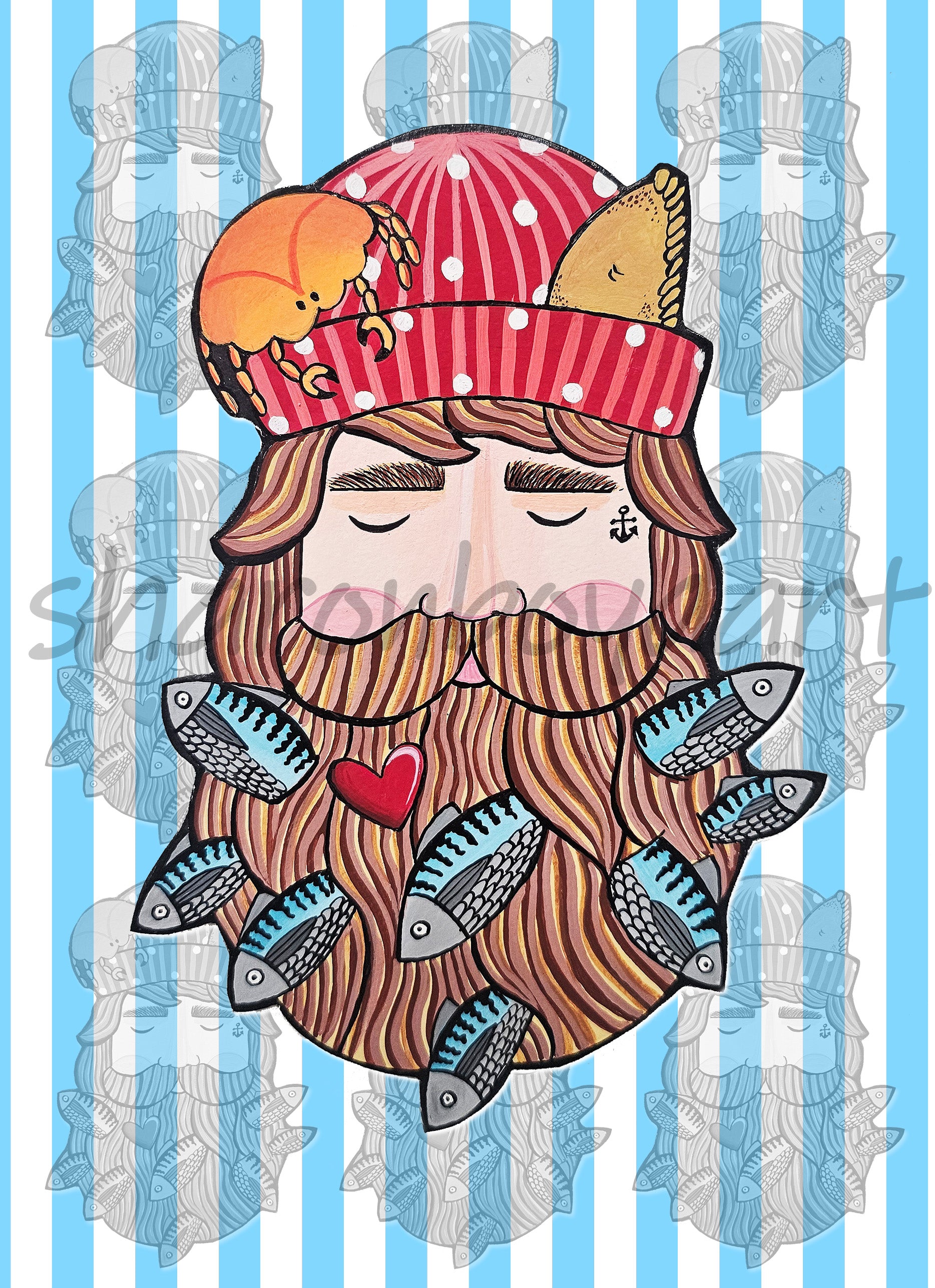 Fisherman Face Art Print