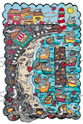 Cornish Harbour View Scene Art Print